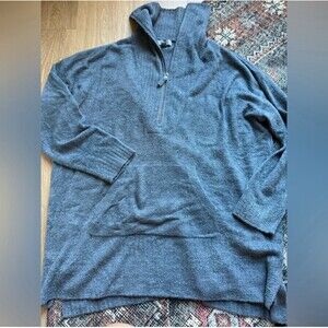 Barefoot Dreams CozyChic Lite Collar Half Zip Tunic SZ 2XL Blue Front Pocket